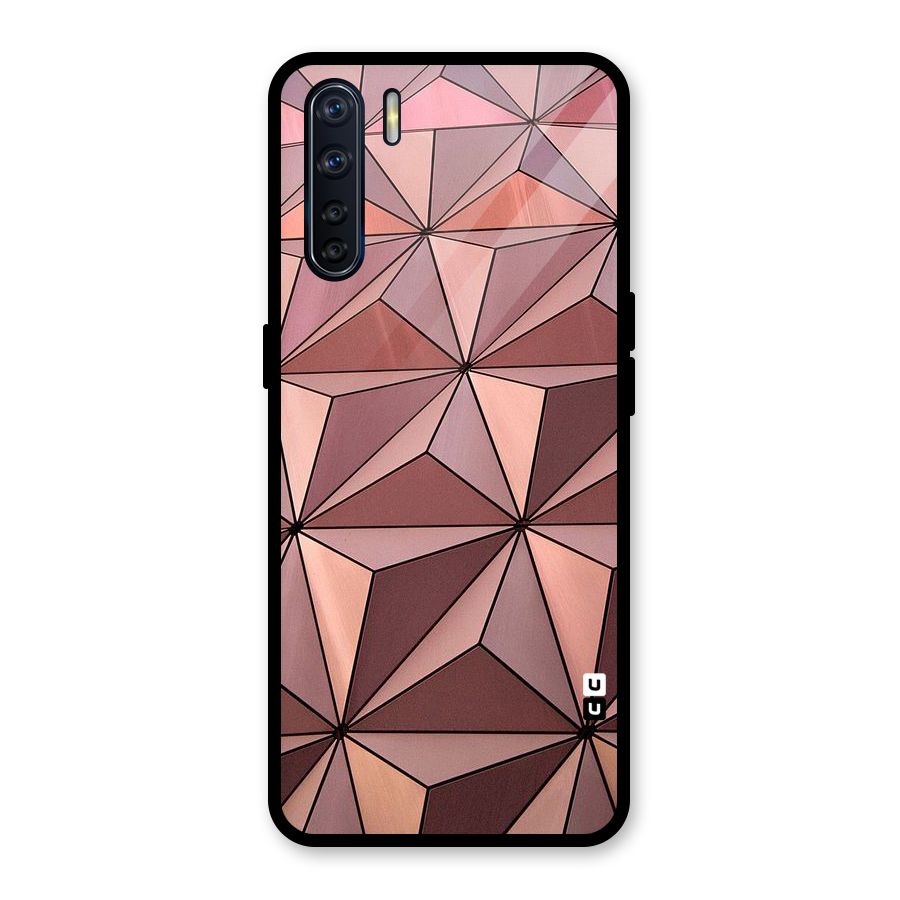 Rosegold Abstract Shapes Glass Back Case for Oppo F15