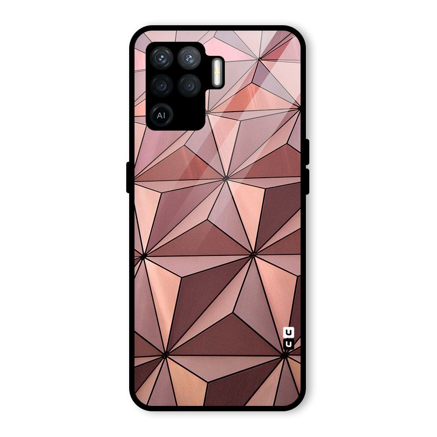 Rosegold Abstract Shapes Glass Back Case for Oppo F19 Pro