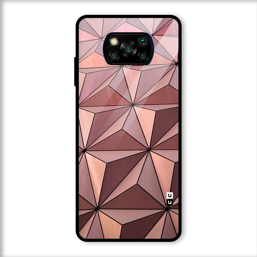 Rosegold Abstract Shapes Glass Back Case for Poco X3
