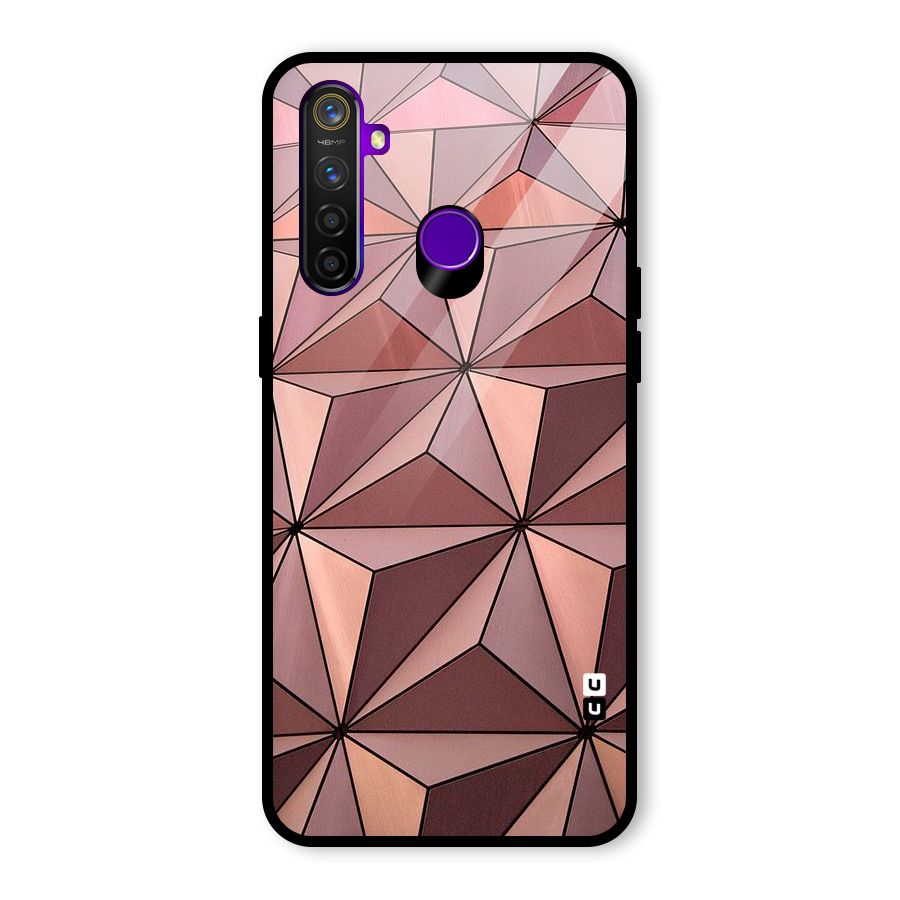 Rosegold Abstract Shapes Glass Back Case for Realme 5 Pro