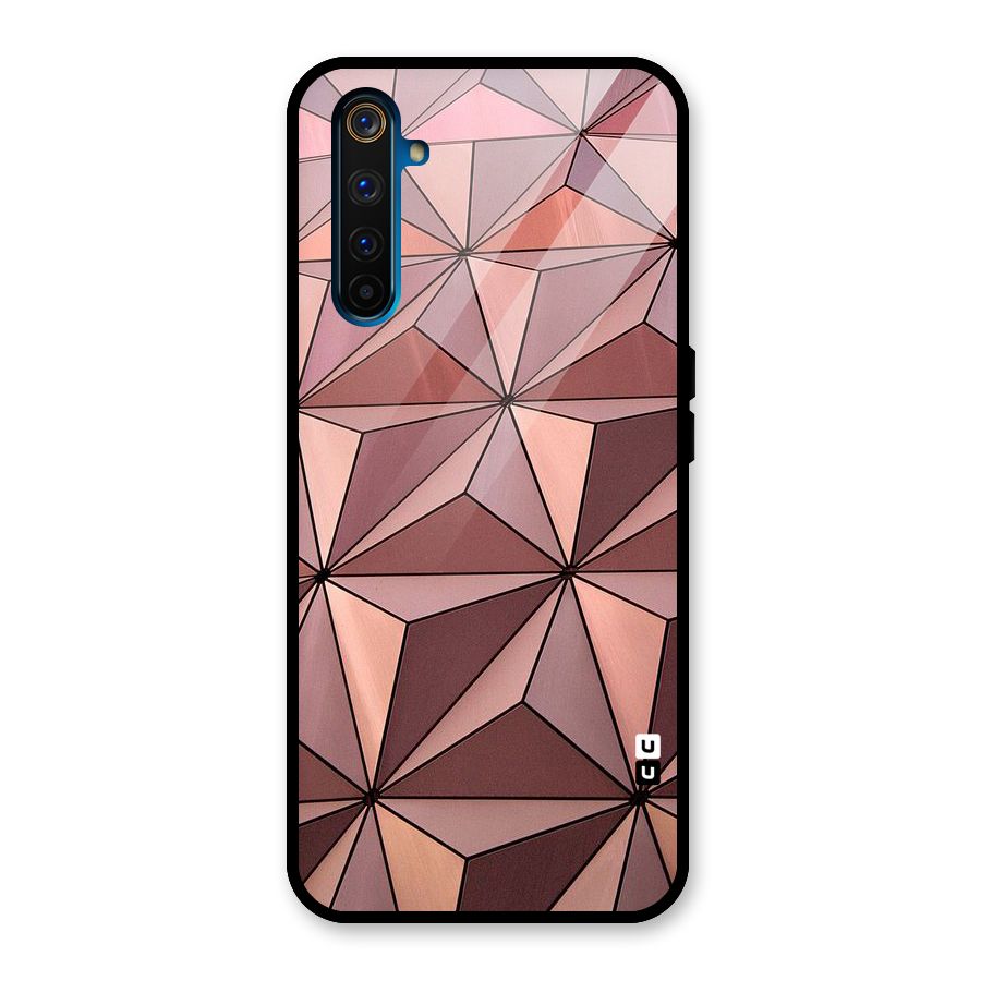 Rosegold Abstract Shapes Glass Back Case for Realme 6 Pro