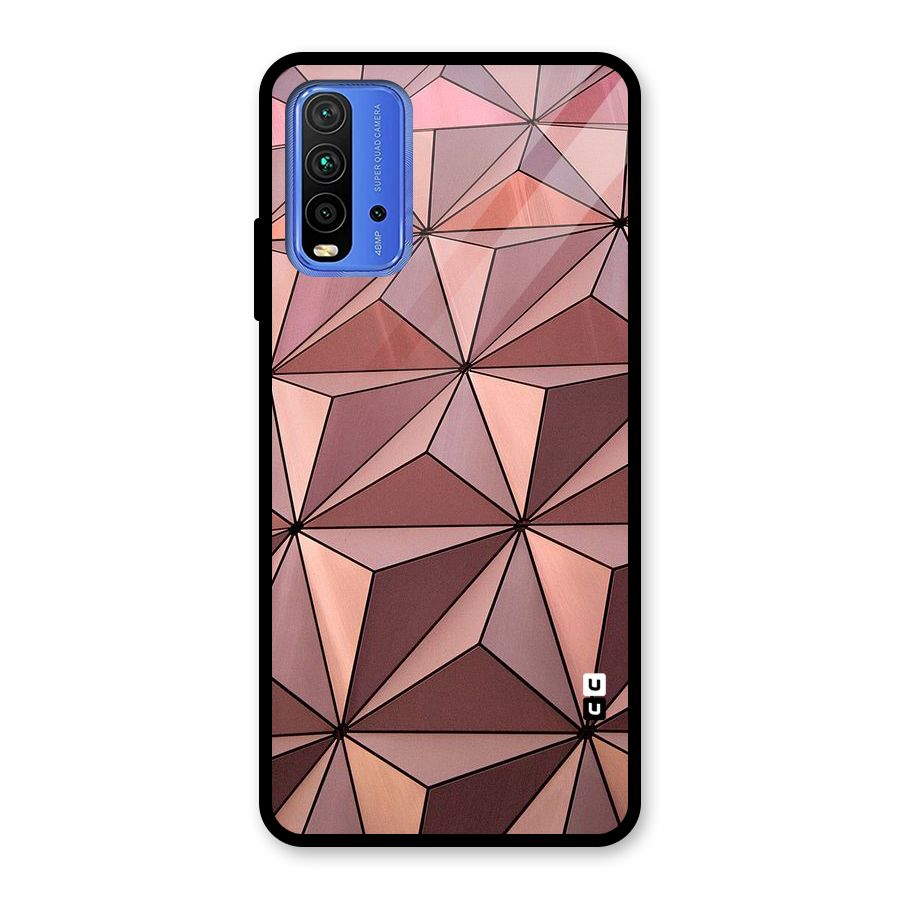 Rosegold Abstract Shapes Glass Back Case for Redmi 9 Power