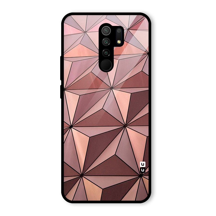 Rosegold Abstract Shapes Glass Back Case for Redmi 9 Prime
