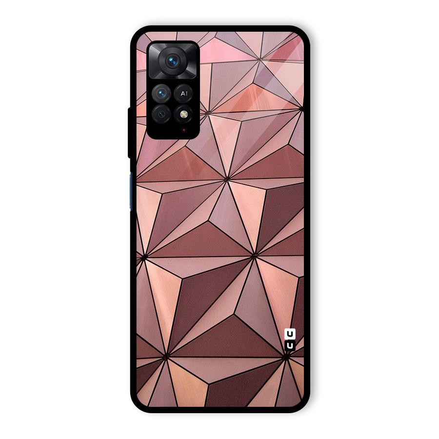 Rosegold Abstract Shapes Glass Back Case for Redmi Note 11 Pro