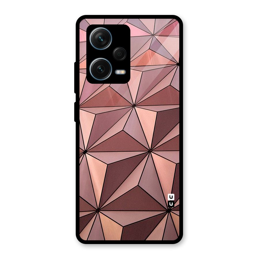 Rosegold Abstract Shapes Glass Back Case for Redmi Note 12 Pro Plus 5G