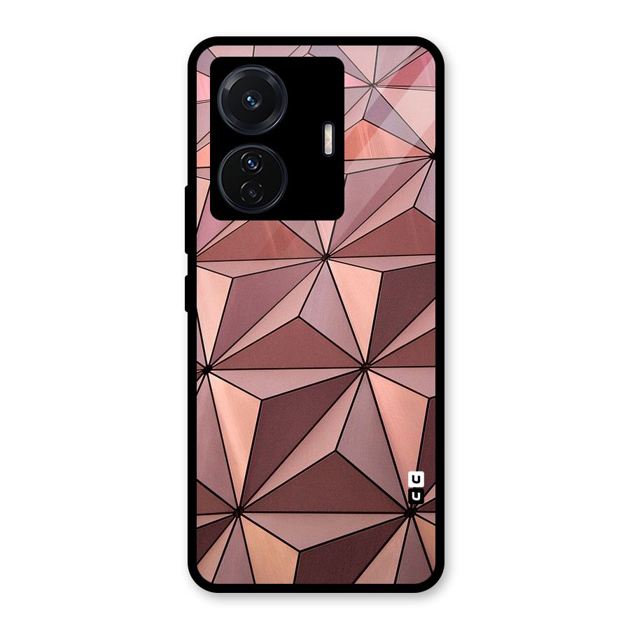 Rosegold Abstract Shapes Glass Back Case for Vivo T1 Pro