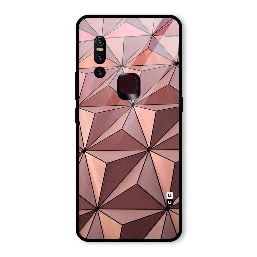 Rosegold Abstract Shapes Glass Back Case for Vivo V15