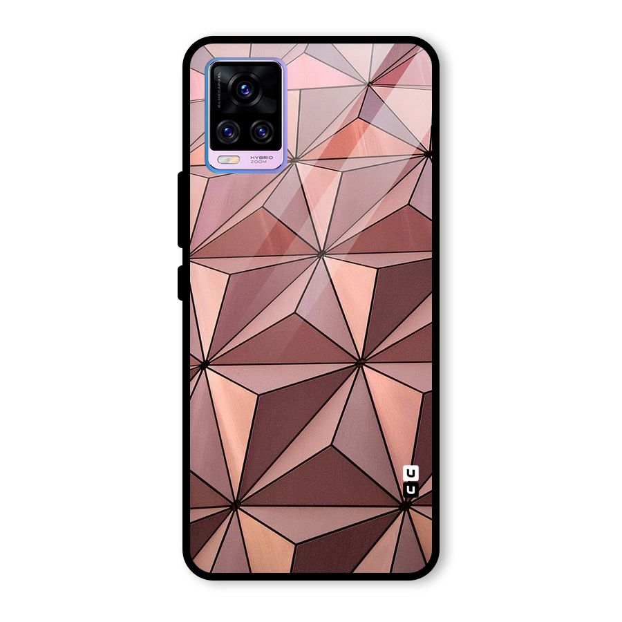 Rosegold Abstract Shapes Glass Back Case for Vivo V20 Pro