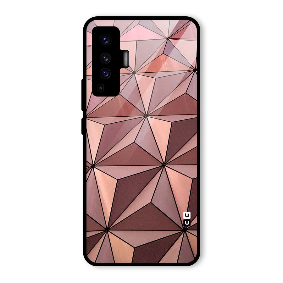 Rosegold Abstract Shapes Glass Back Case for Vivo X50