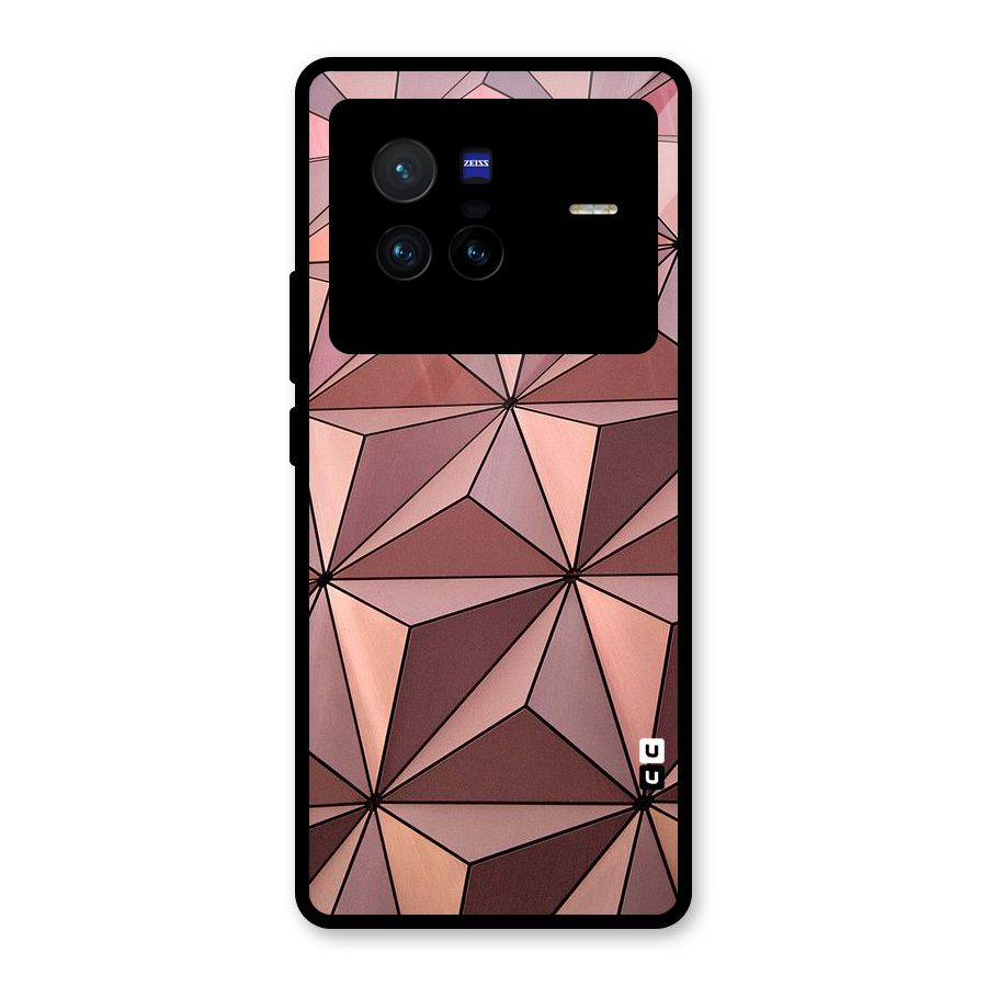Rosegold Abstract Shapes Glass Back Case for Vivo X80