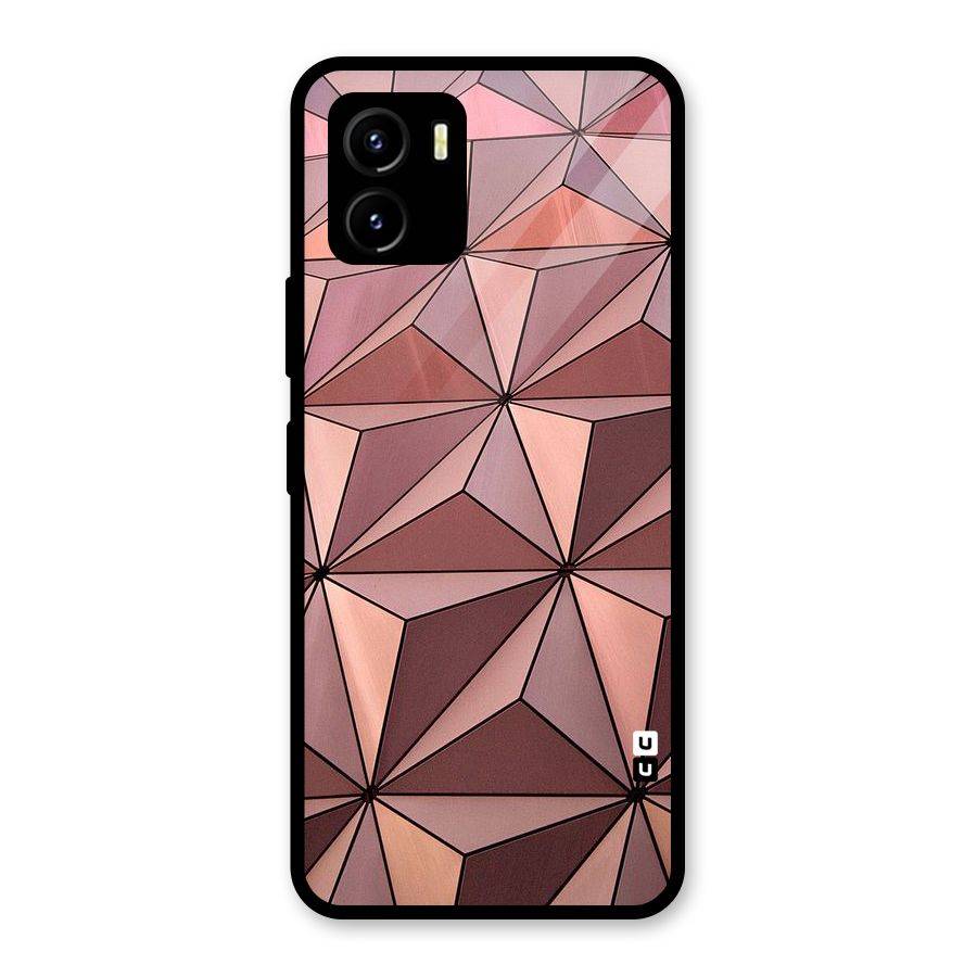 Rosegold Abstract Shapes Glass Back Case for Vivo Y15s