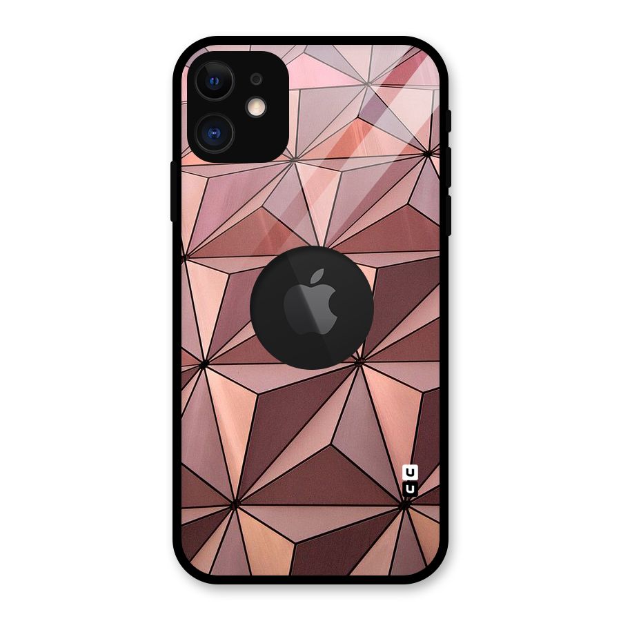 Rosegold Abstract Shapes Glass Back Case for iPhone 11 Logo Cut