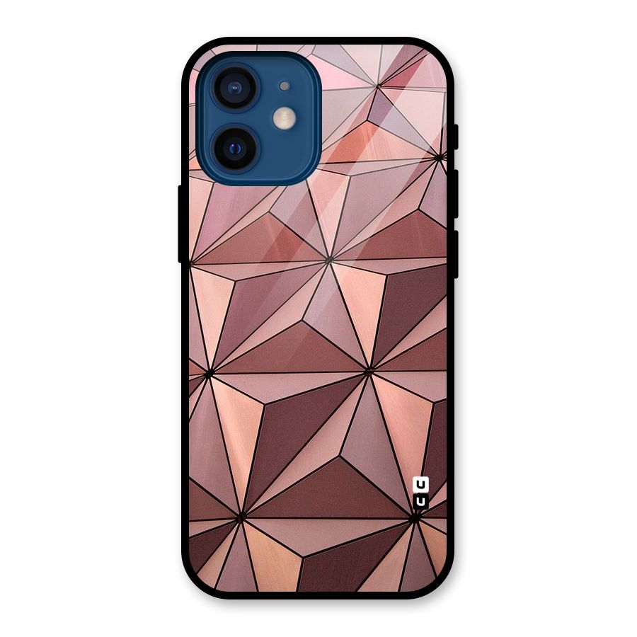 Rosegold Abstract Shapes Glass Back Case for iPhone 12 Mini