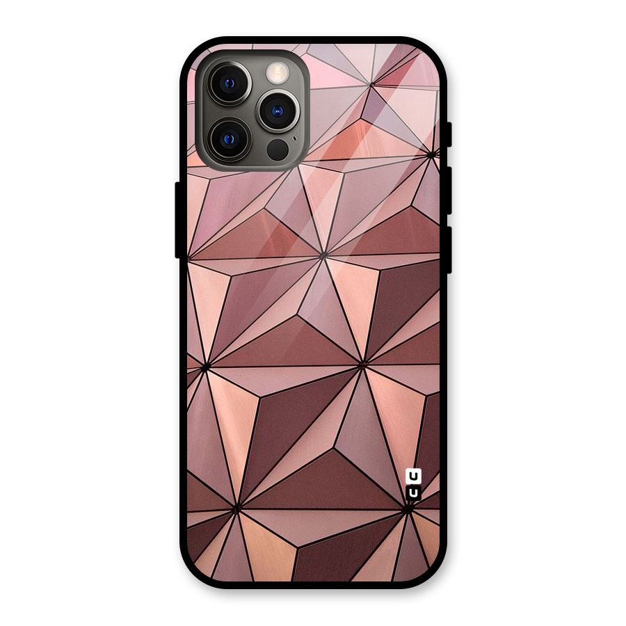 Rosegold Abstract Shapes Glass Back Case for iPhone 12 Pro