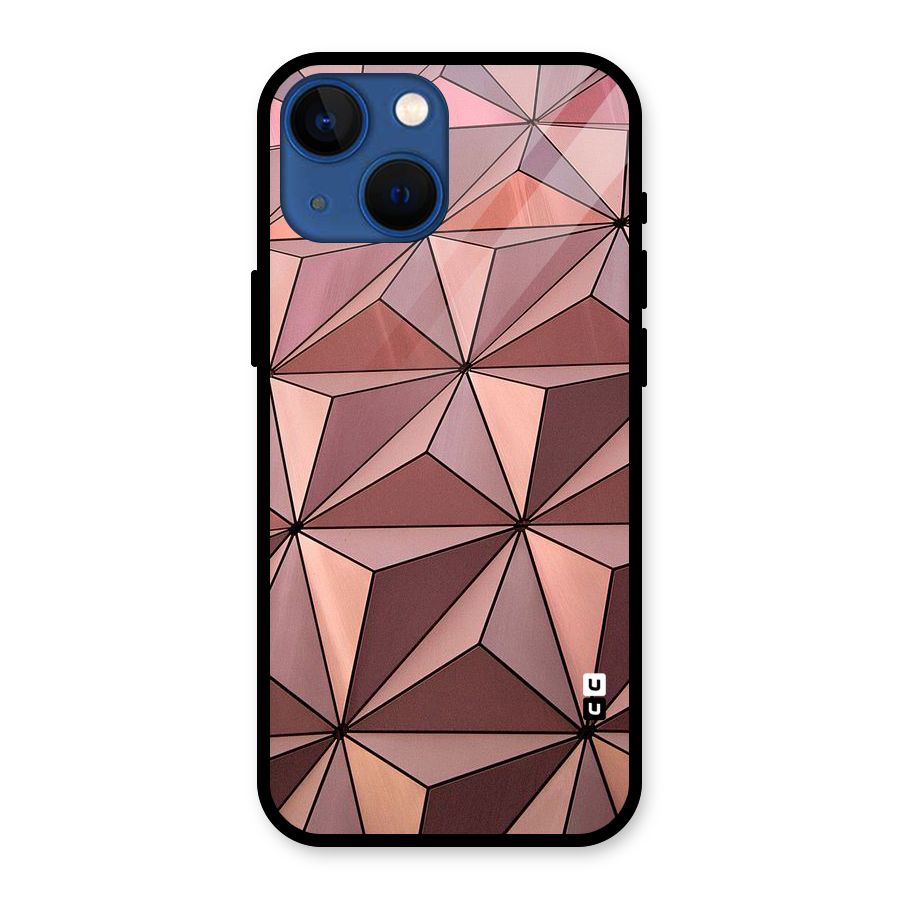 Rosegold Abstract Shapes Glass Back Case for iPhone 13 Mini