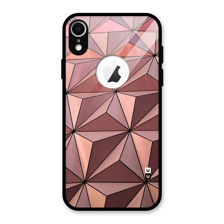 Rosegold Abstract Shapes Glass Back Case for iPhone XR Logo Cut