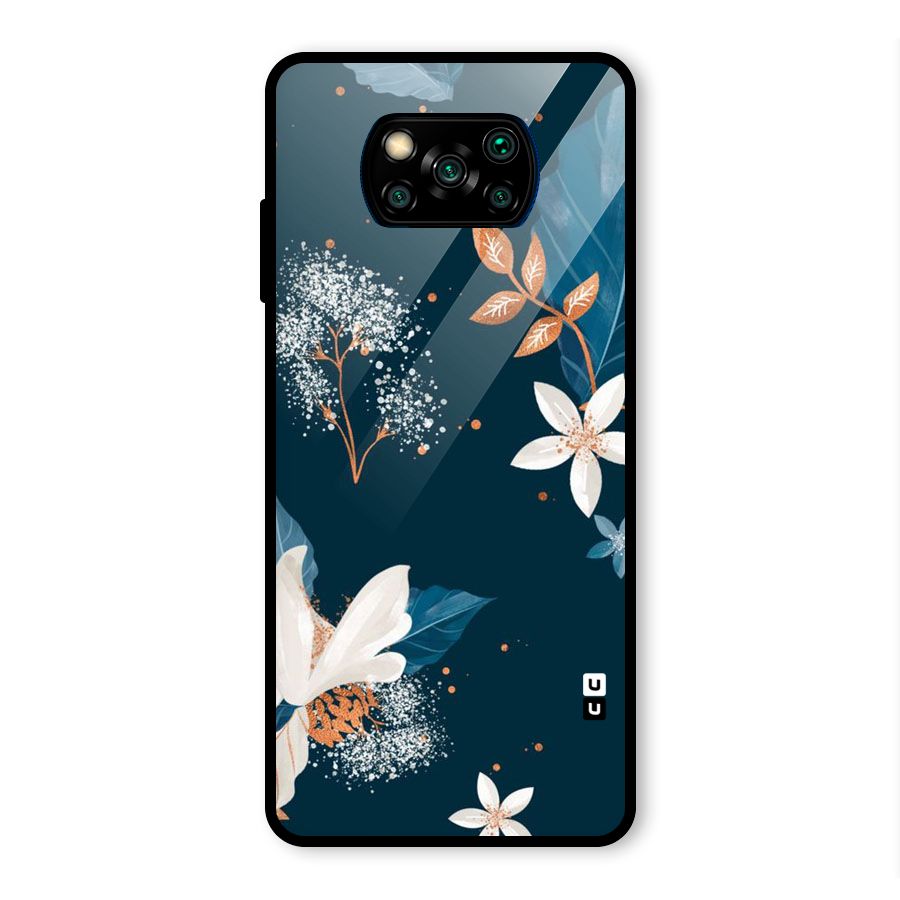 Royal Floral Glass Back Case for Poco X3 Pro