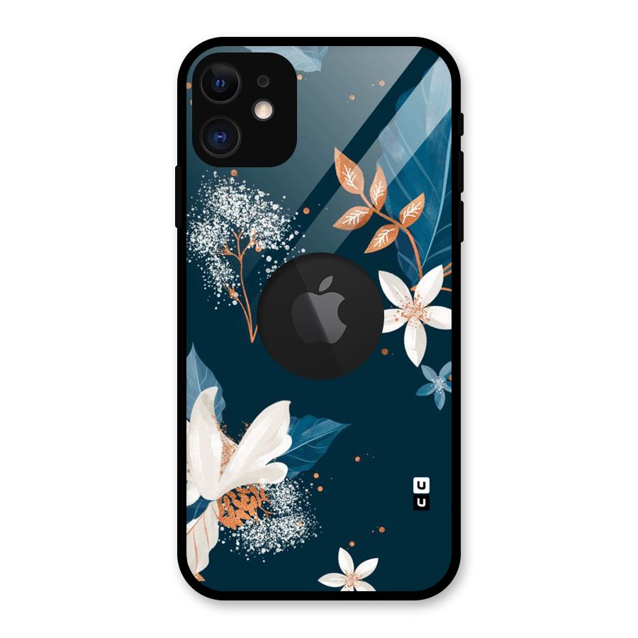 Royal Floral Glass Back Case for iPhone 11 Logo Cut