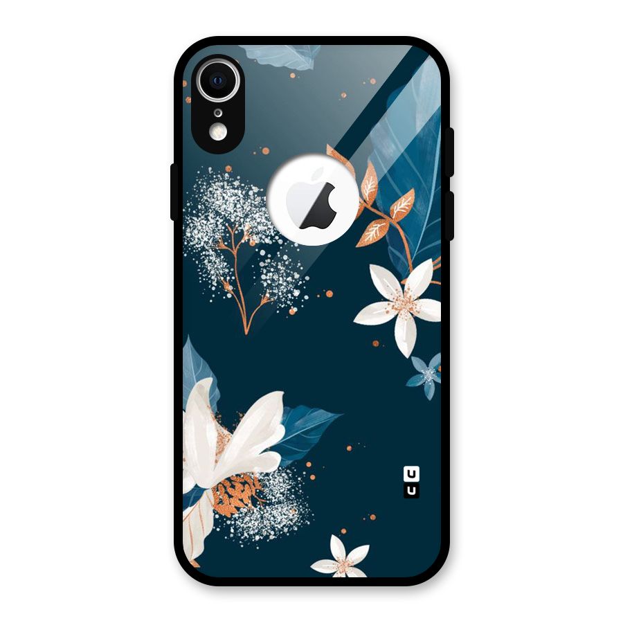 Royal Floral Glass Back Case for iPhone XR Logo Cut