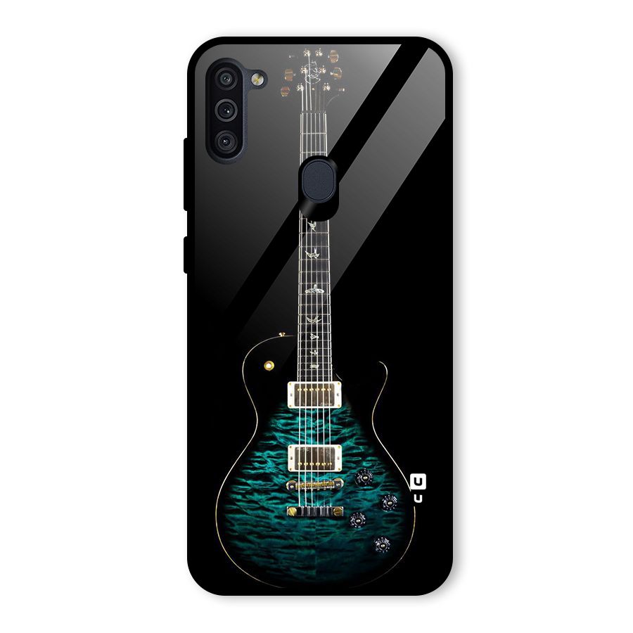 Royal Green Guitar Glass Back Case for Galaxy M11