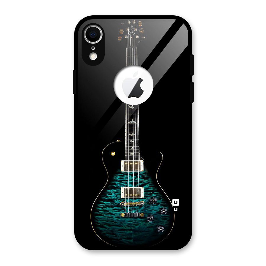 Royal Green Guitar Glass Back Case for iPhone XR Logo Cut