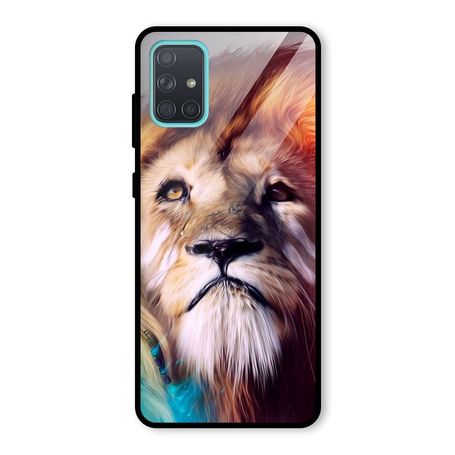 Royal Lion Glass Back Case for Galaxy A71