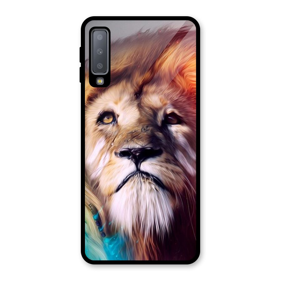 Royal Lion Glass Back Case for Galaxy A7 (2018)