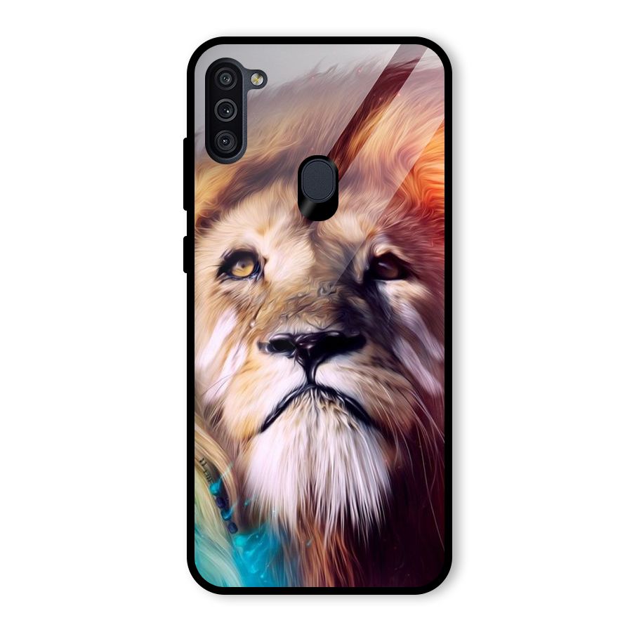 Royal Lion Glass Back Case for Galaxy M11