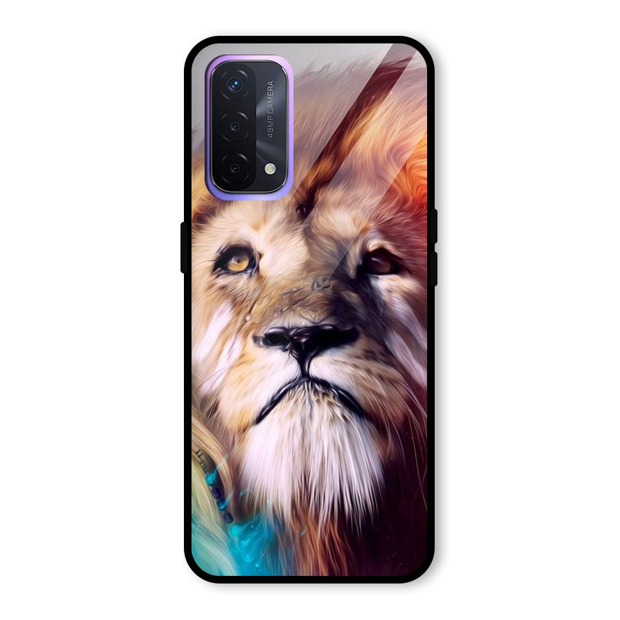 Royal Lion Glass Back Case for Oppo A74 5G