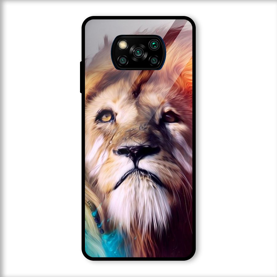 Royal Lion Glass Back Case for Poco X3