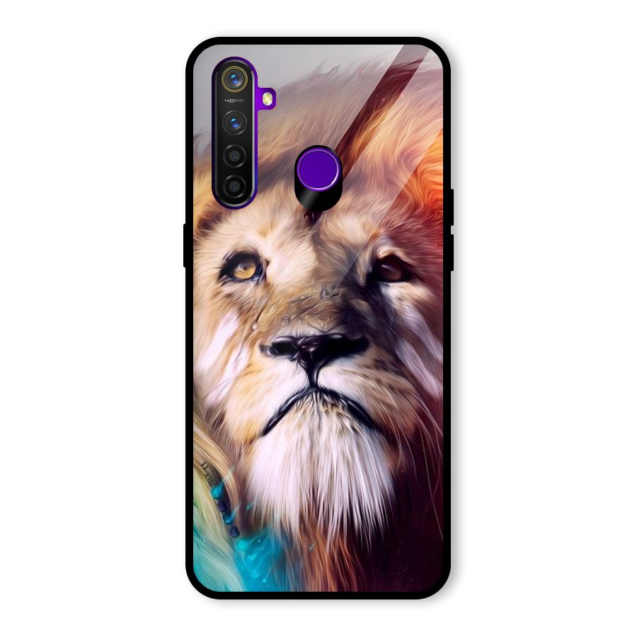 Royal Lion Glass Back Case for Realme 5 Pro