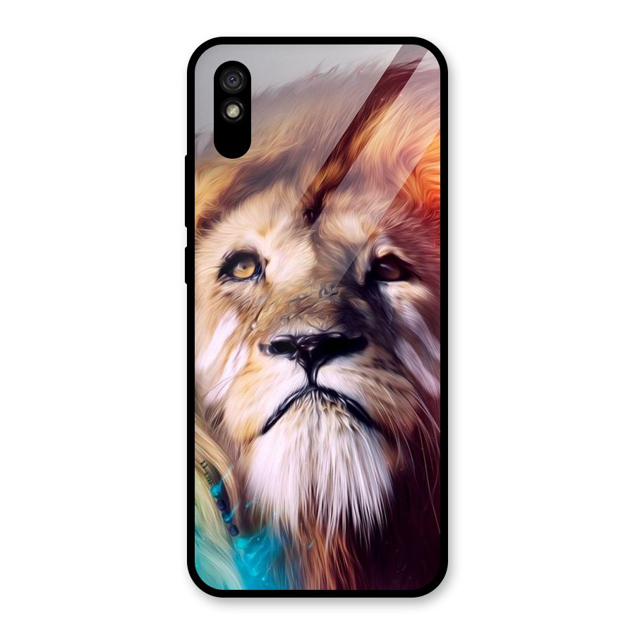 Royal Lion Glass Back Case for Redmi 9i