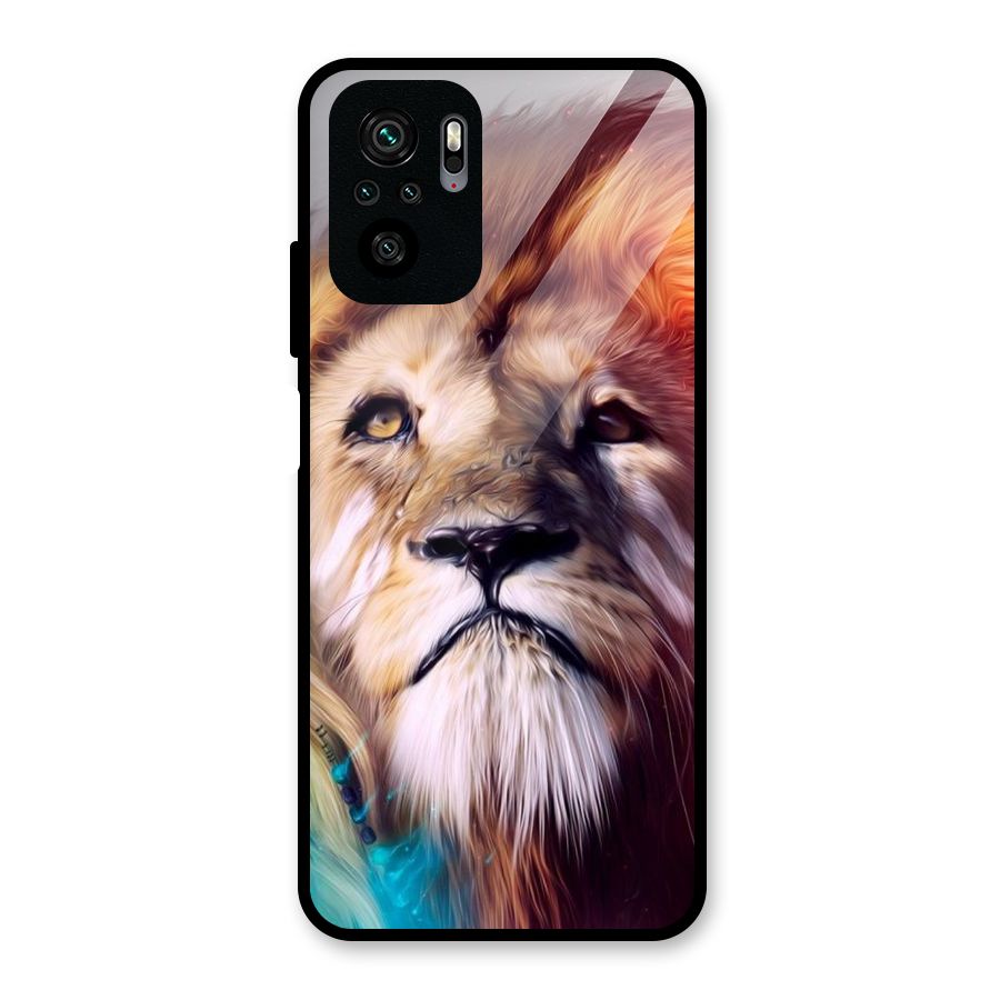Royal Lion Glass Back Case for Redmi Note 10S