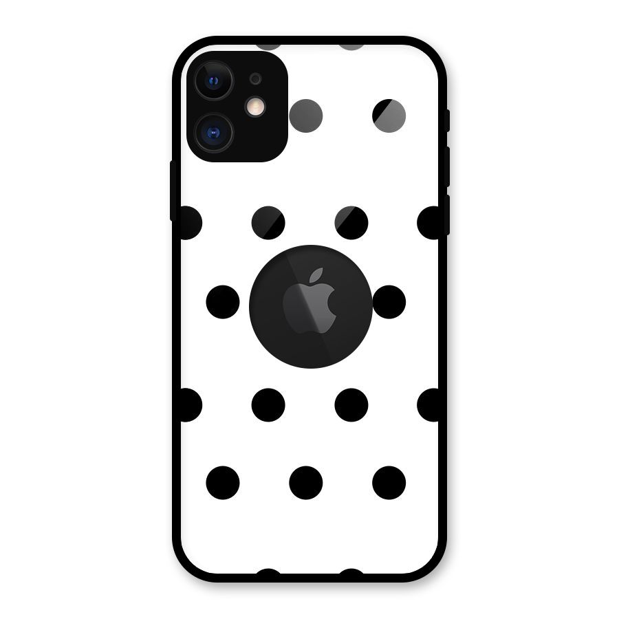 Royal Polka Dots Glass Back Case for iPhone 11 Logo Cut