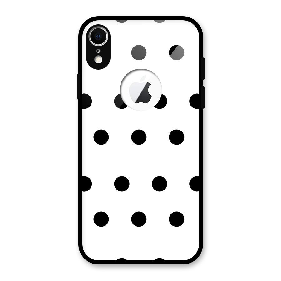 Royal Polka Dots Glass Back Case for iPhone XR Logo Cut