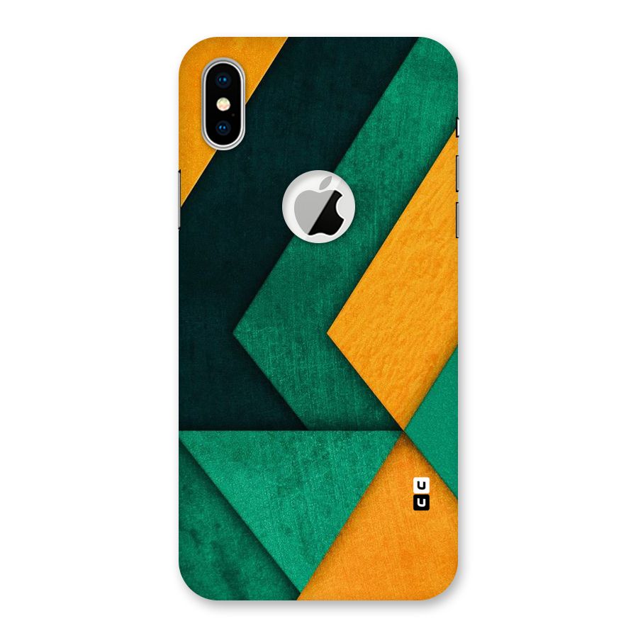 Rugged Abstract Stripes Back Case for iPhone XS Logo Cut