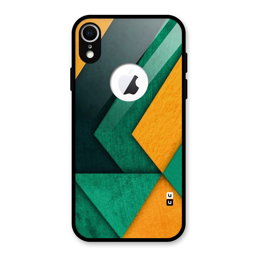 Rugged Abstract Stripes Glass Back Case for iPhone XR Logo Cut