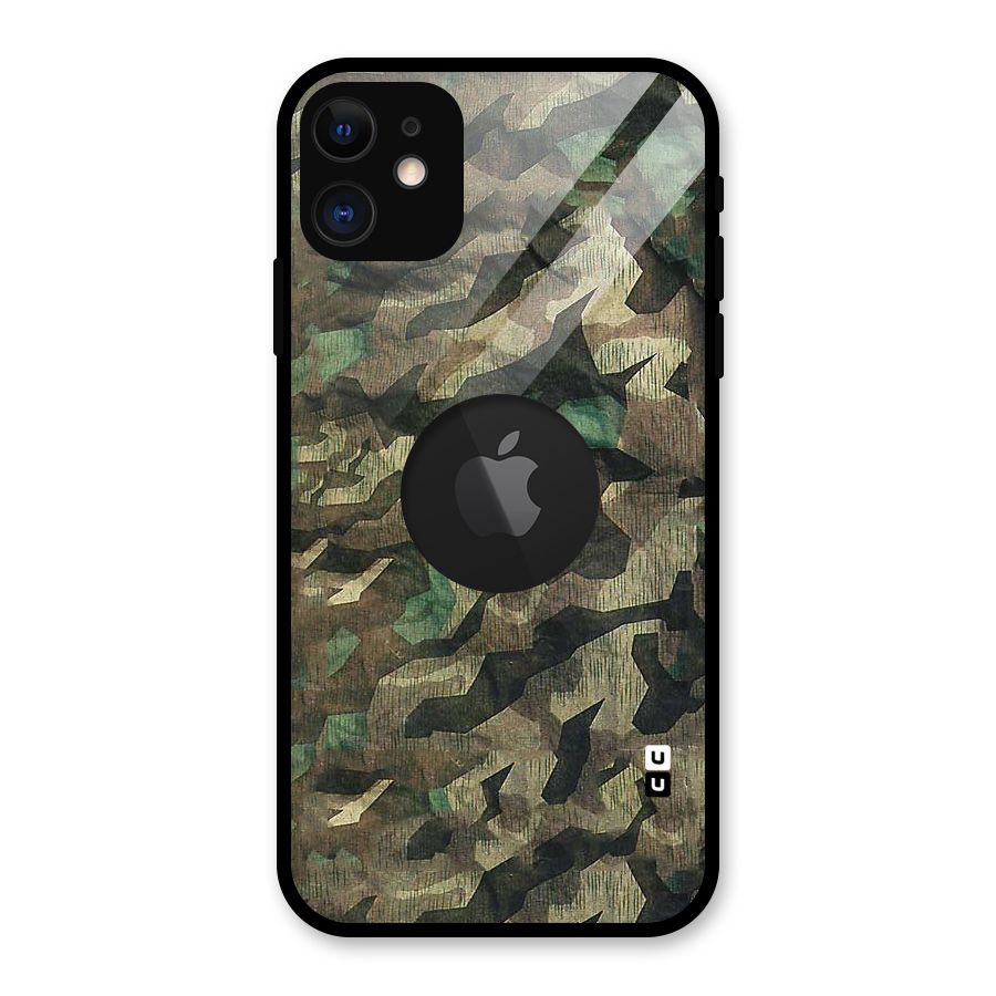 Rugged Army Glass Back Case for iPhone 11 Logo Cut