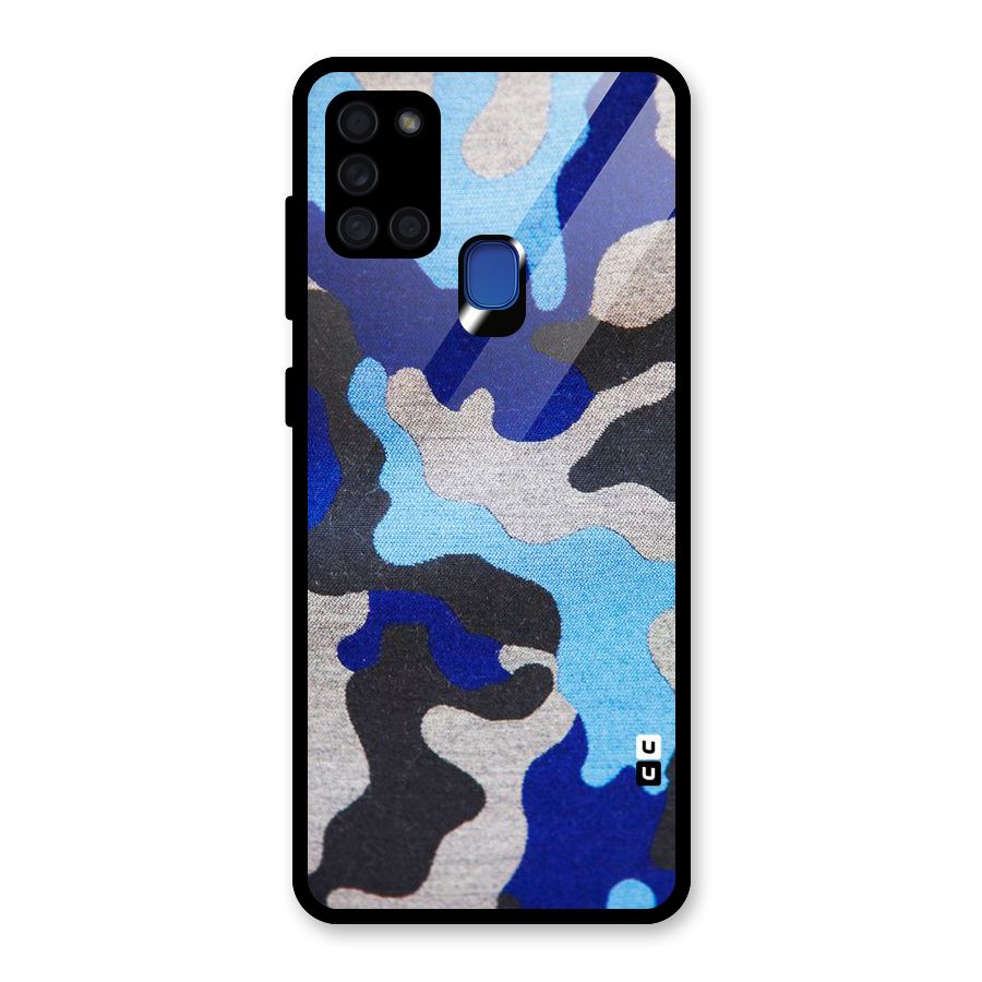 Rugged Camouflage Glass Back Case for Galaxy A21s