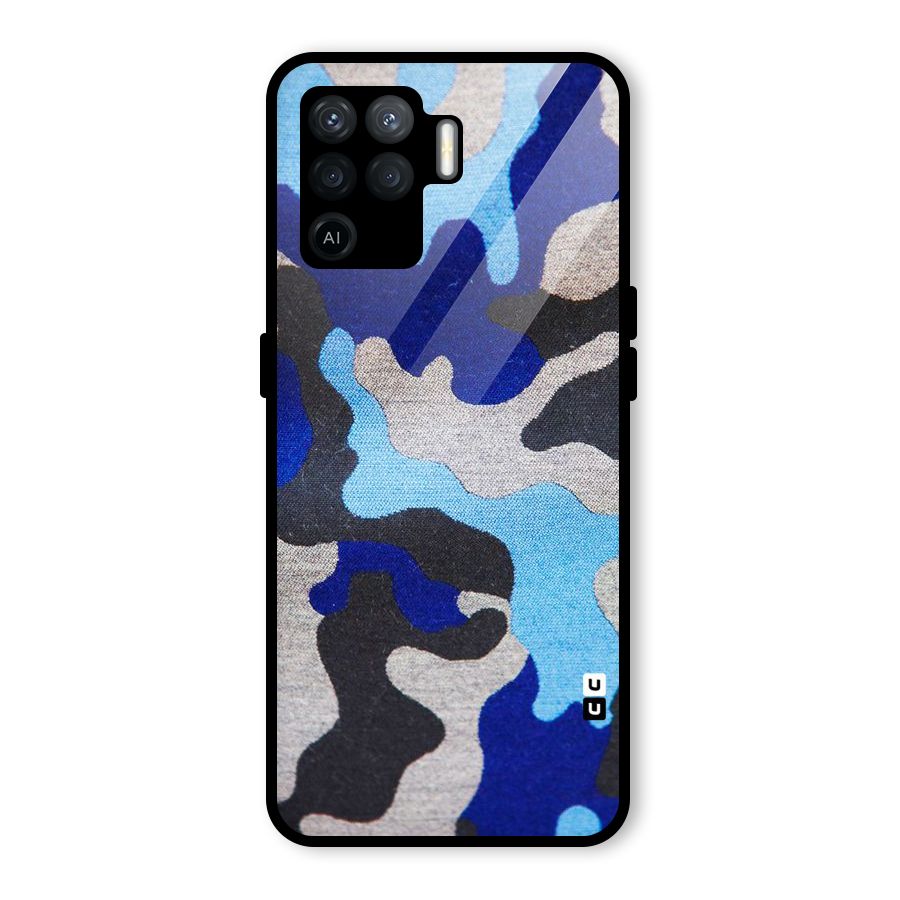 Rugged Camouflage Glass Back Case for Oppo F19 Pro