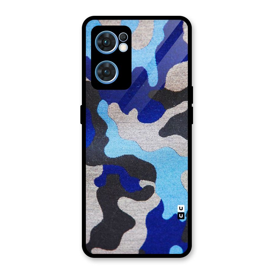 Rugged Camouflage Glass Back Case for Oppo Reno7 5G