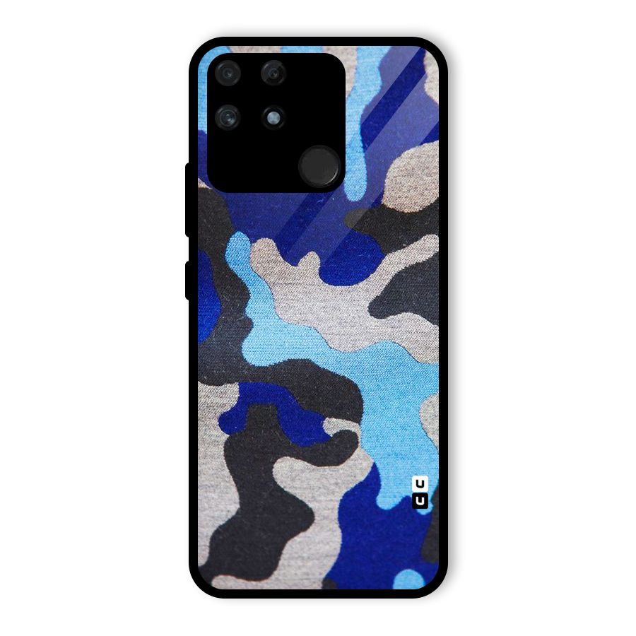 Rugged Camouflage Glass Back Case for Realme Narzo 50A