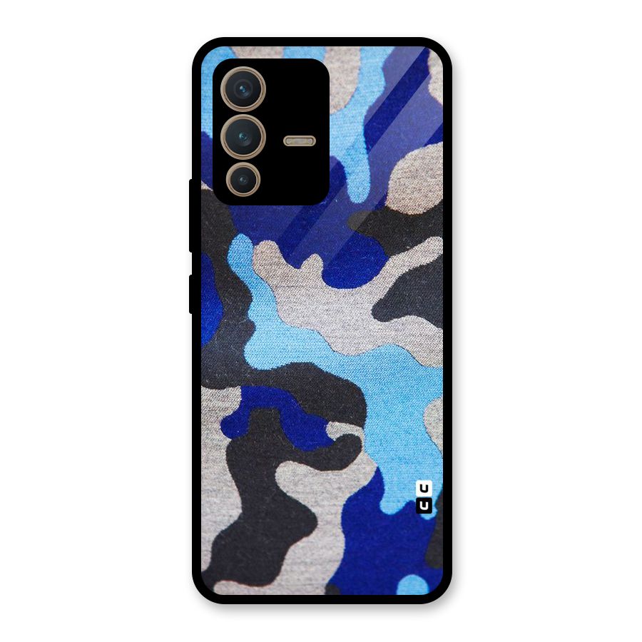 Rugged Camouflage Glass Back Case for Vivo V23 5G