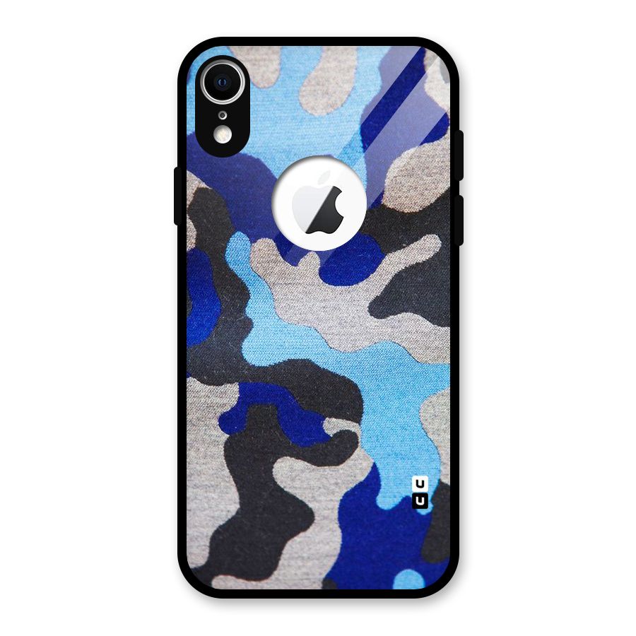 Rugged Camouflage Glass Back Case for iPhone XR Logo Cut