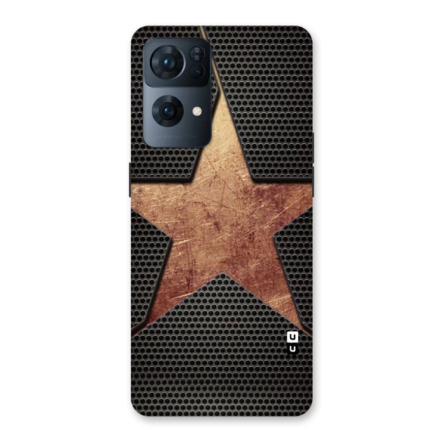 Rugged Gold Star Back Case for Oppo Reno7 Pro 5G