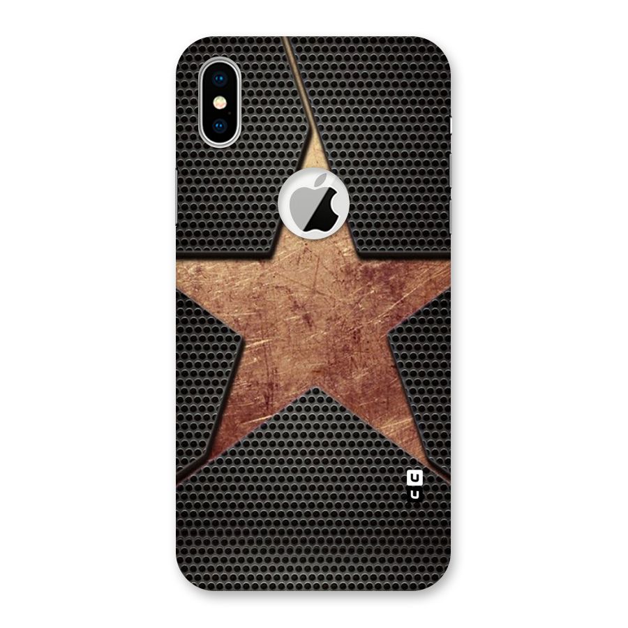 Rugged Gold Star Back Case for iPhone X Logo Cut