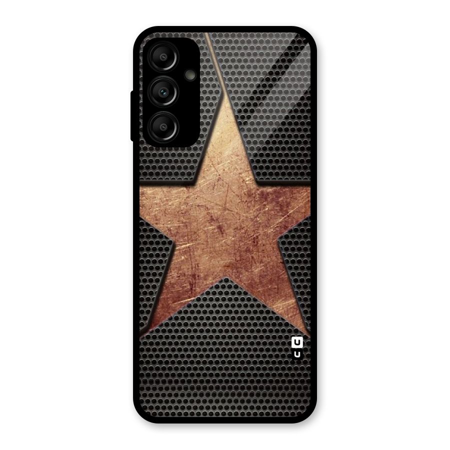 Rugged Gold Star Glass Back Case for Galaxy A14 5G