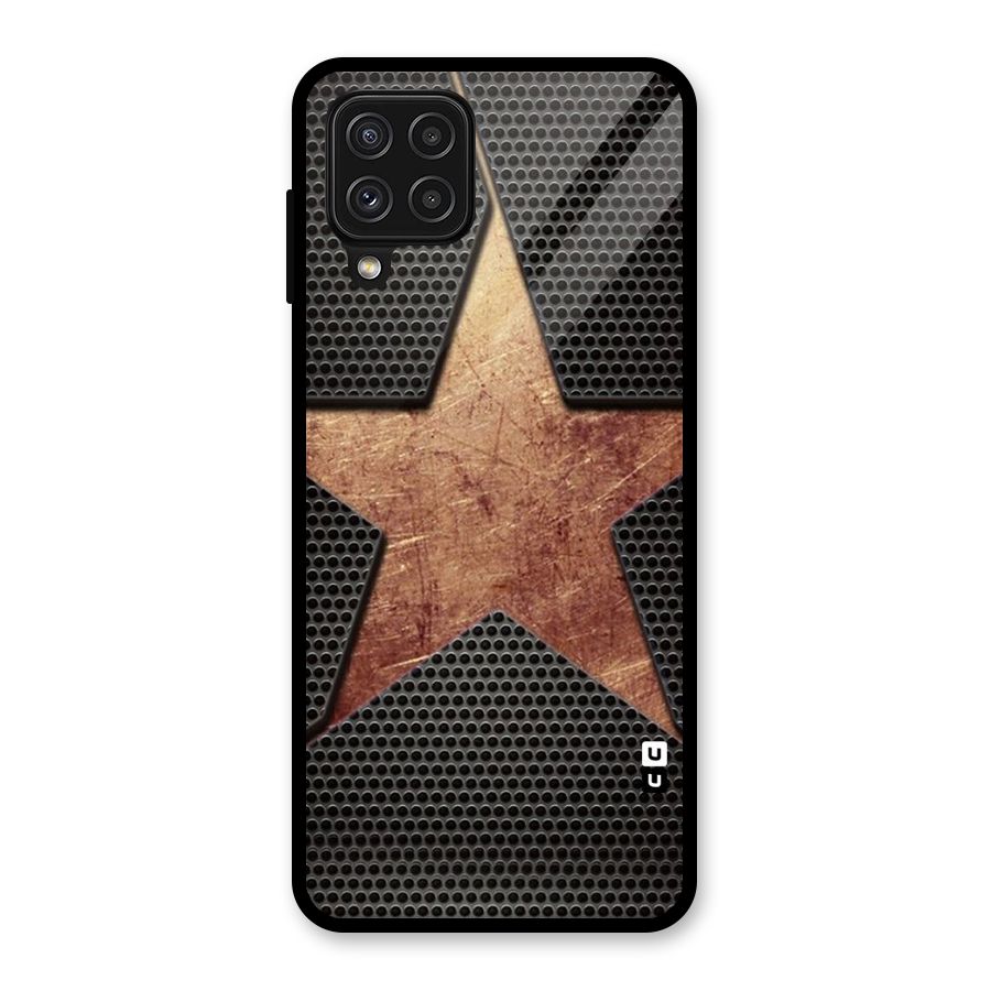 Rugged Gold Star Glass Back Case for Galaxy A22 4G