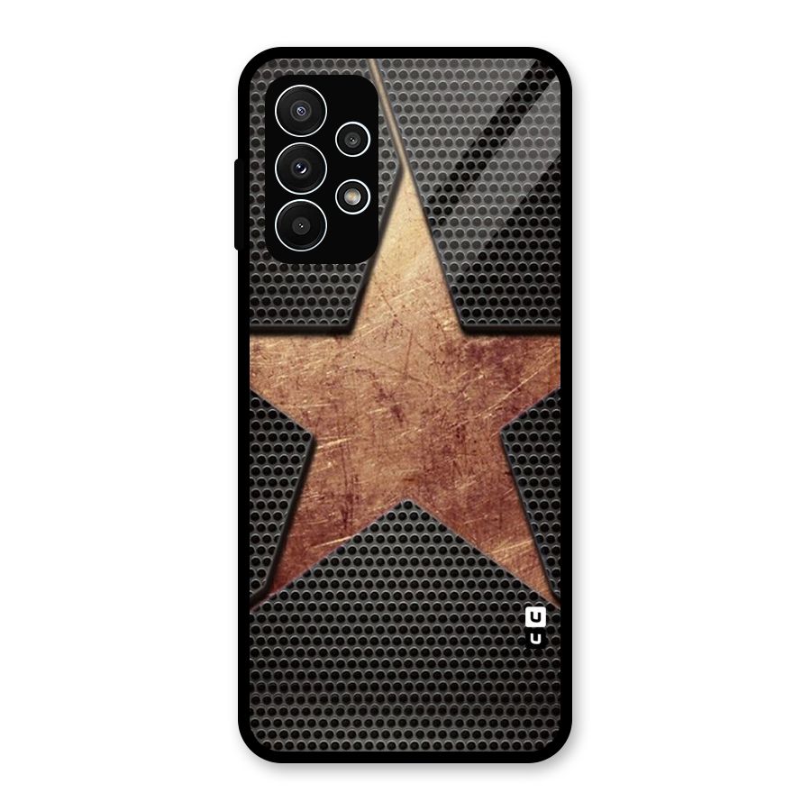 Rugged Gold Star Glass Back Case for Galaxy A23