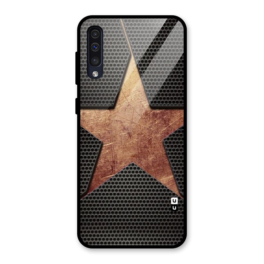 Rugged Gold Star Glass Back Case for Galaxy A50